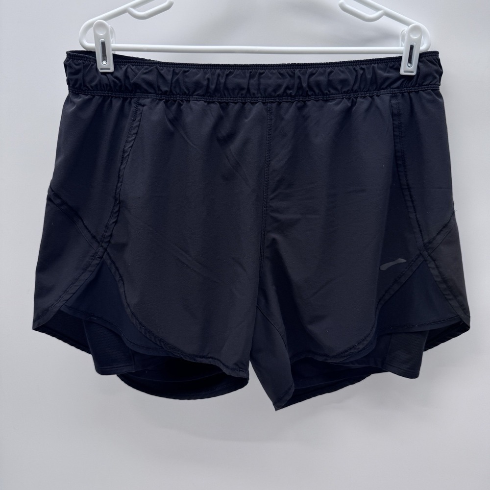 Brooks Chaser 2-in-1 Running Shorts Women's XL Black Athletic Gym Built-in Liner